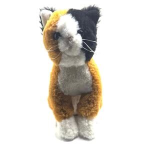 Calico Cat Plus Ganz Whiskers Stuffed Animal Toy White Black Brown Kitten